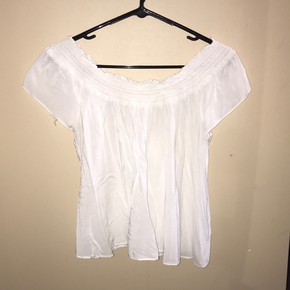 Off the shoulder white top